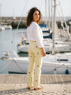 Striped Cherry Cotton Pants - Striped - Lifestyle editorial shot