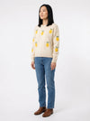 Lemon Knit Sweater - White - Full body studio shot on white background