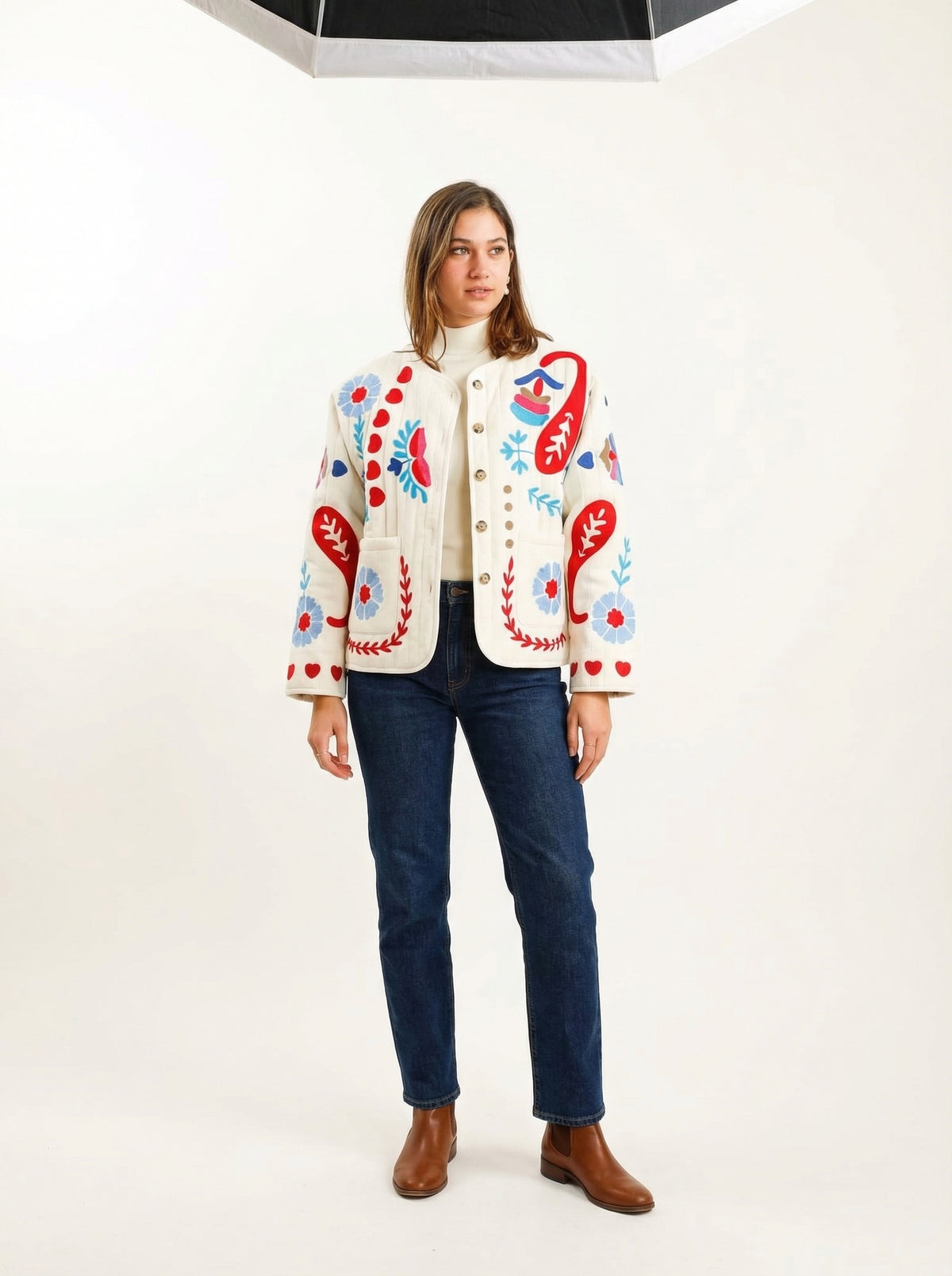 Jacket Sarah - White - Full body studio shot on white background