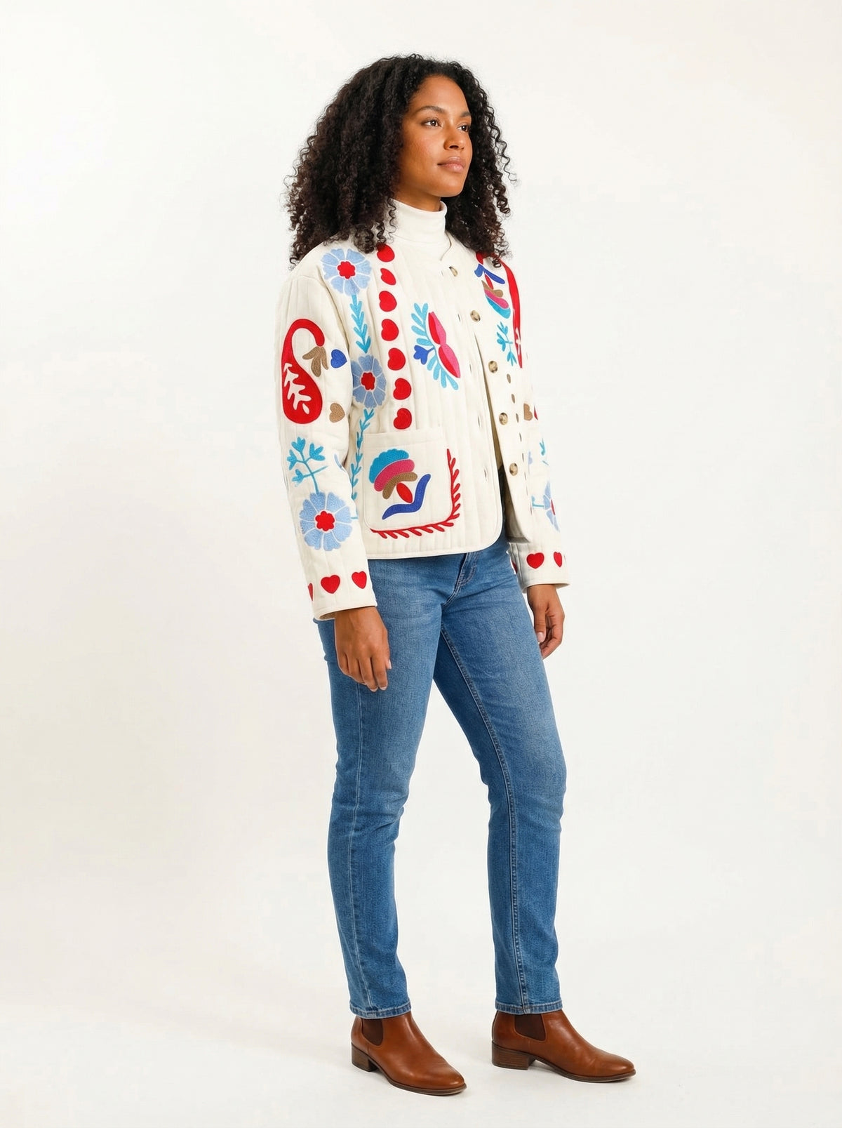 Jacket Sarah - White - Full body studio shot on white background