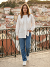 Pointed Collar Blouse - White - Lifestyle editorial shot, alternate setting