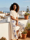 Embroidered Sea Life Wide-Leg Pants - White - Lifestyle editorial shot