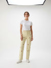 Striped Cherry Cotton Pants - Yellow - Full body studio shot on white background
