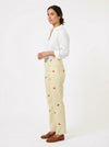 Striped Cherry Cotton Pants - Yellow - Full body studio shot on white background